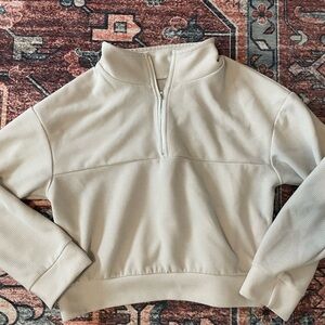 Cream Quarter-Zip Pullover Scuba Style